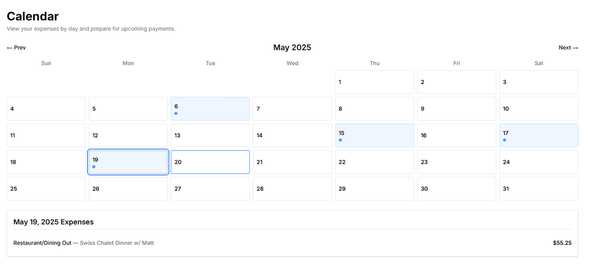 Calendar View